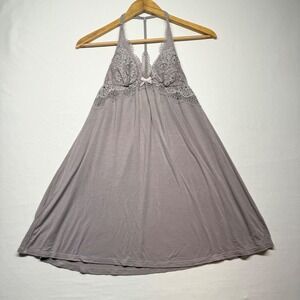 Victoria Secret Lace Babydoll Chemise Gray Modal Flowy XS Sexy Roantic